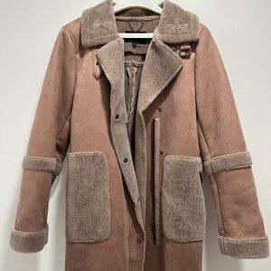 Suede and Faux Shearling Lucky Brand Winter Coat Size S